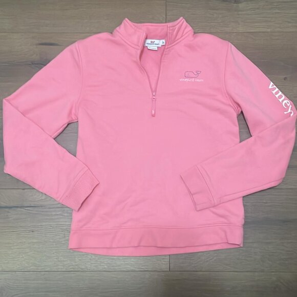 Vineyard Vines Girls' Pink Quarter-Zip Pullover - Size 14 - Picture 6 of 6